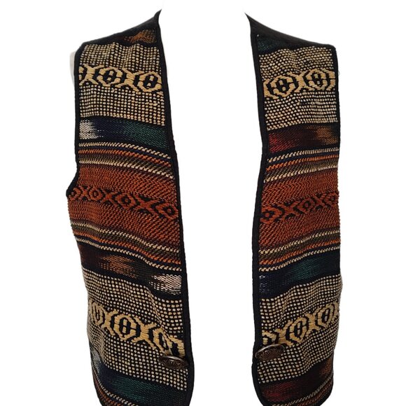 Vintage 90s Woven Southwest Boho Women's Vest by Snazzie Small - Picture 1 of 7